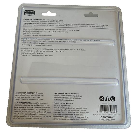 Century Drill & Tool Coarse 36 Grit Metal Bench Top Grinding Wheel 8" X 1" - Picture 2 of 2